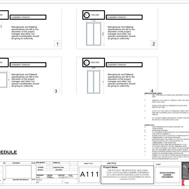 Interior sitting - Sheet - A111 - Window Schedule